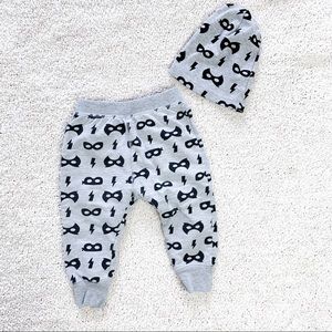 Superhero Harem Pants w matching hat size 24 month